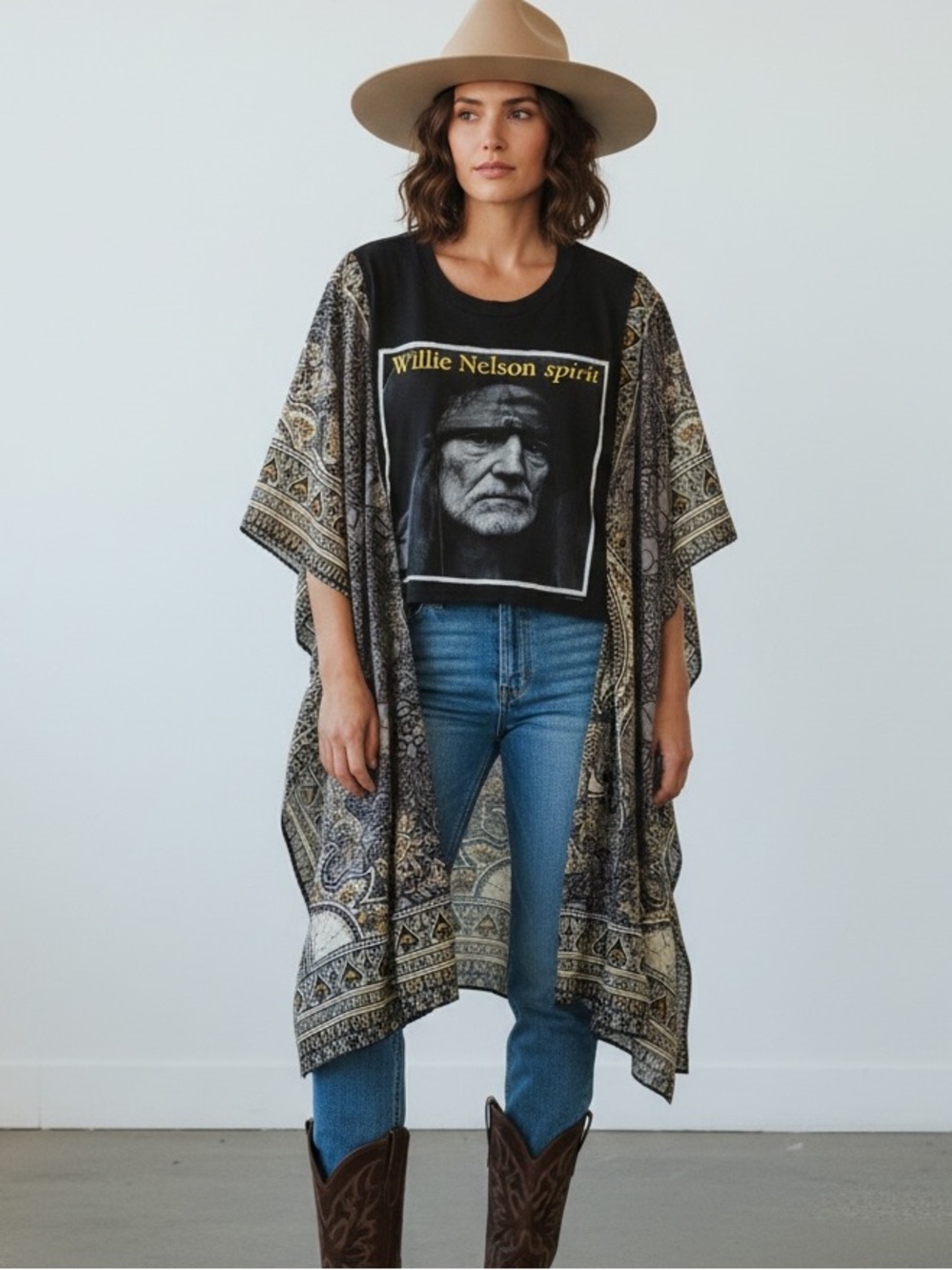 0061. One of a kind Custom Willie Nelson Poncho Top